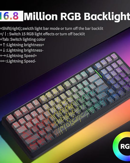 Aula F99 Keyboard Gaming Wireless Mechanical Keyboards Computer Bluetooth Creamy Keyboard Full Size Hot Swappable Custom RGB Backlit with 8000mAh Battery, Tri-Mode BT5.0/2.4GHz/USB-C (Gradient Grey)