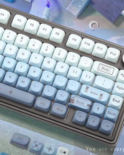 134 Keys MOA PBT Keycaps Set for Cherry Gateron MX Switches Mechanical Keyboard Key Cap (Gradient Blue)