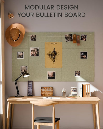 Fluxynara Large Felt Bulletin Board 36" x 24" Cork Board Alternative-6 Pack with 40 Safe Removable Adhesive Tabs, Cork Boards for Walls Cork Board for Home Office Classroom Pin Board - Sage
