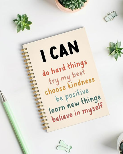 I Can Do Hard Things Inspirational Spiral Notebook, Positive Affirmation Gifts, Affirmation Journal, Boho Motivational Journal Notebook, 5.5x8.3 Inch