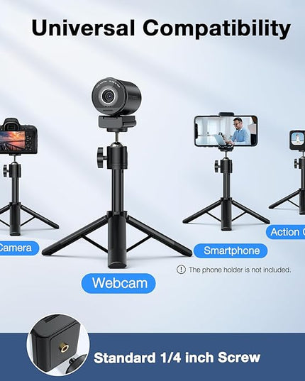 EMEET SmartCam S800-4K Webcam with Tripod for Streaming, Sony 1/2'' Sensor, Supports HDR, PDAF&TOF Dual-autofocus, 1080P@60FPS, Adjustable Heights with 360° Swivel Head, Perfect for Live Streaming