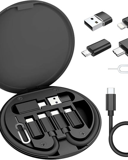 Elebase Multi USB Charger Adapter Kit,Micro USBC Adaptor with 1Ft 100W Charging Cable,Type C to USB 3.0 OTG Converter,USB C to iOS,Portable Box Bag for iPhone 17 Air 16 15 Max Pro,Samsung Galaxy S25