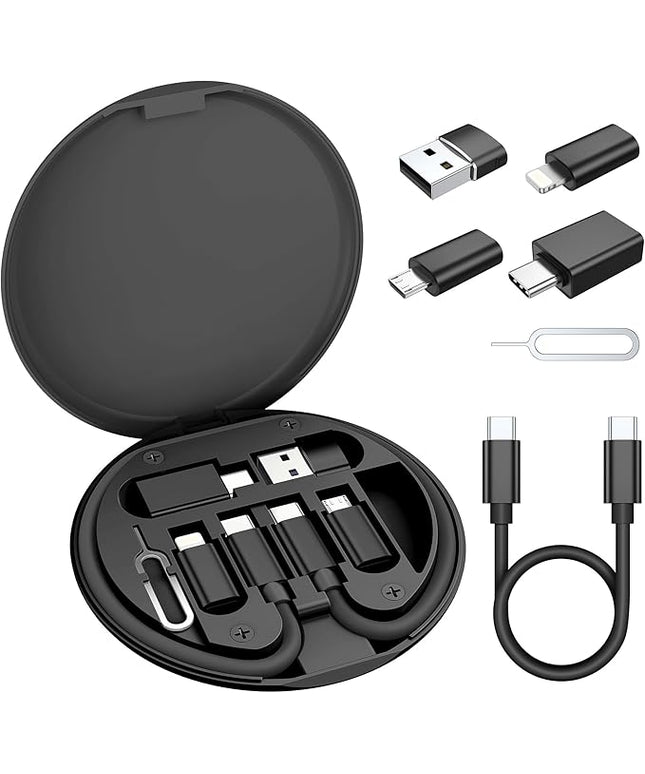 Elebase Multi USB Charger Adapter Kit,Micro USBC Adaptor with 1Ft 100W Charging Cable,Type C to USB 3.0 OTG Converter,USB C to iOS,Portable Box Bag for iPhone 17 Air 16 15 Max Pro,Samsung Galaxy S25