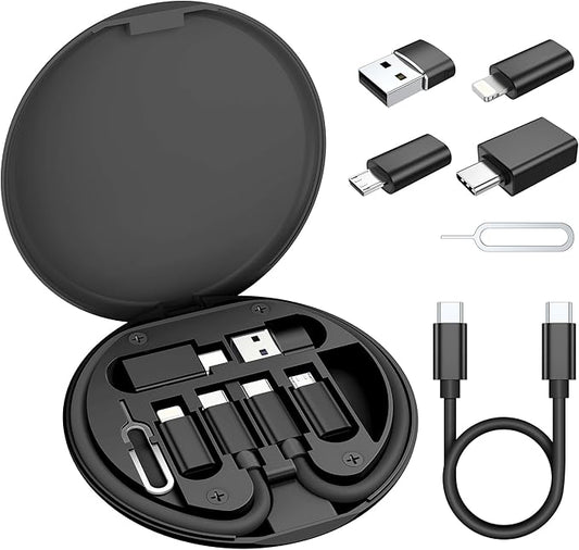 Elebase Multi USB Charger Adapter Kit,Micro USBC Adaptor with 1Ft 100W Charging Cable,Type C to USB 3.0 OTG Converter,USB C to iOS,Portable Box Bag for iPhone 17 Air 16 15 Max Pro,Samsung Galaxy S25