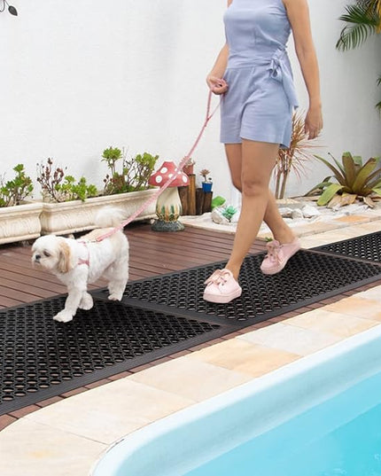 Outdoor Rubber Floor Mats Anti Fatigue Restaurant Kitchen Rubber Drainage Mat Durable No Slip Bar Floor Mats Used for Indoor Outside Wet Area 24" x 36" Black