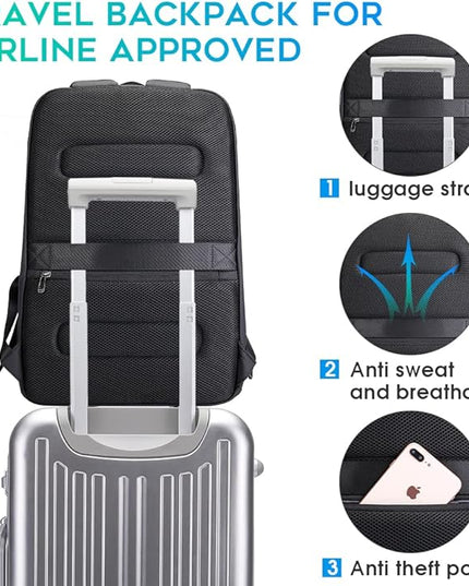 BANGE Business Smart Backpack Waterproof fit 15.6 Inch Laptop Backpack with USB Charging Port,Travel Durable Backpack
