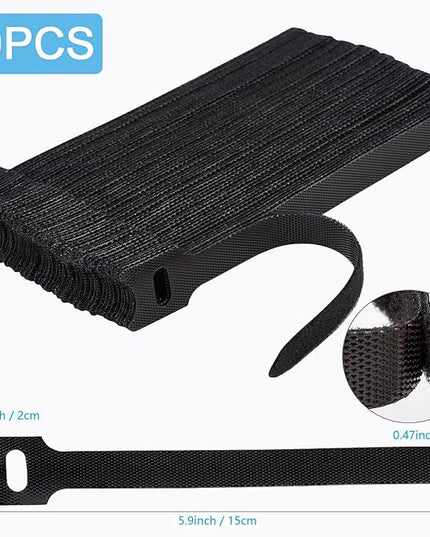 60 PCS 6 Inches Reusable Cable Ties, Adjustable Cord Straps Wire Organizer Cord Wrap and Hook Loop Cable Management
