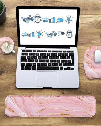 Keyboard Wrist Rest Mouse Pad Wrist Support for Computer Desktop/Laptop/Notebook Memory Foam Keyboard Pad Ergonomic Hand Rest Wrist Cushion for Home Office Gaming - Pink Fluid