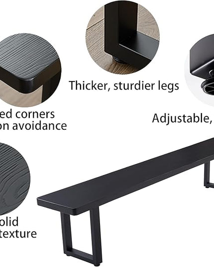 Black Bench Wooden Bench with Metal Legs Suitable for Dining Room Living Room Office Conference Room Indoor Stool Multiple （55.12in）