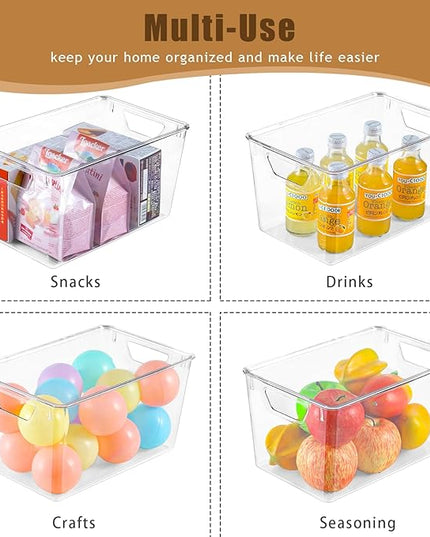 6 Pack Clear Storage Bins with Lids, 7 Quart Stackable Storage Boxes for Storage and Organization, Plastic Storage Containers with Lids, Plastic Bins with Handles for Office, Bedroom, Study Room