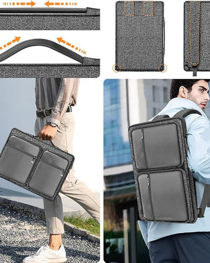 Hseok Laptop Case 15 15.6 16 inch Sleeve with Handle and Hidden Strap,Compatible with MacBook Pro 15.4 16, 360° Protective PC Briefcase with 4 Pockets for Laptop Accessory,Easy to Carrying,Silver gray