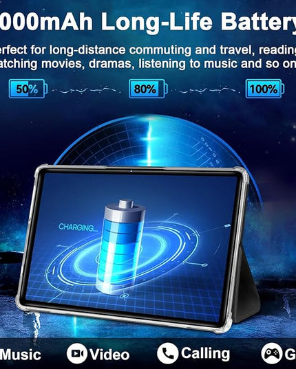 Android 14 Tablet, 2025 Tablets with 10 Inch IPS Incell Screen, 22GB+128GB (1TB Expand), 8000mAh Octa-Core Tablet with Keyboard, Mouse, Case, GPS, BT5.0, Support Widevine L1, Split Screen -Metal Brown