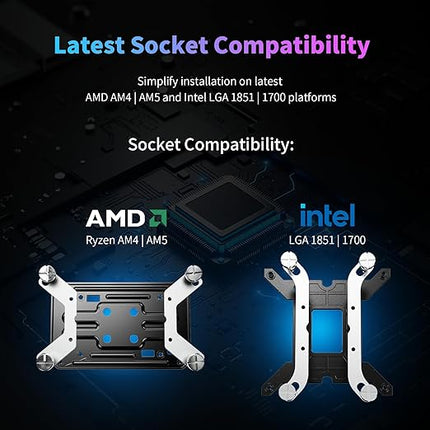 Minorsonic AIO CPU Cooler, 240mm AIO with High-Speed Ceramic Bearing Pump, 2X PWM Fans, 3-Phase Motor for Better Cooling Performance, Heat Transfer, Low Noise, Intel LGA 1851/1700, AMD AM5/AM4