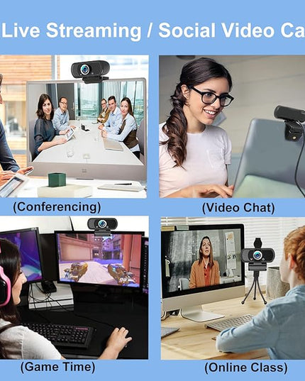 1080p Webcam with Microphone, USB Web Camera 110-Degree View Angle Computer Camera,Webcam Tripod/Privacy Cover included,Plug and Play Web Cam for pc laptop computer mac Video Conferencing Streaming