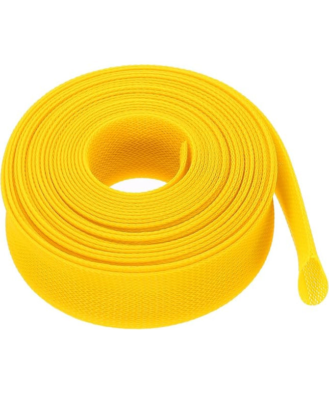 uxcell Expandable Sleeving, 1 1/2-inch 25ft Cable Sleeve, Yellow