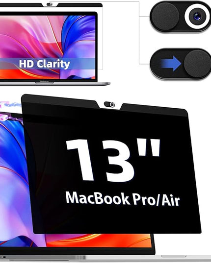 Privacy Screen MacBook Pro 13 Inch (2016-2022, M1,M2) and MacBook Air 13 In(2018-2021, M1), Magnetic Removable Anti-Glare Privacy Filter with Camera Cover, Laptop Privacy Screen Protector for Mac 13in IPROKKO