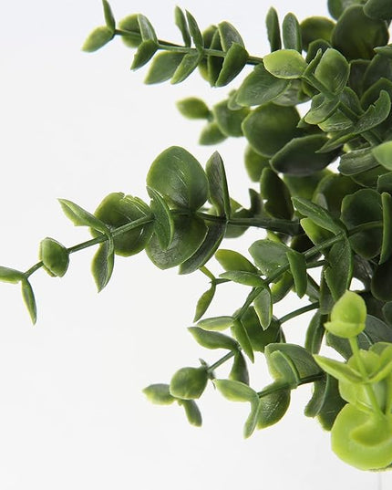 Hollyone Mini Artificial Potted Plants Fake Plants in Marble Pots, 3Pcs Plastic Eucalyptus Greenery Faux Plants for Home Office Desk Room Centerpiece Shelf Décor
