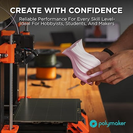 Polymaker Matte PLA Filament Lava Red 1.75mm 1kg 3D Printing Filament, PolyTerra 3D Printer PLA Filament