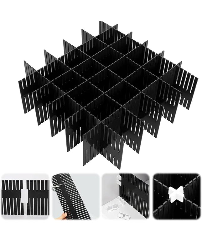 Blosssound 15pcs 5.12x 15 Tall Drawer Divider Adjustable Drawer Organizer DIY Ultra Deep Storage Organizer Separator with Fixed Buckle for Underwear Socks Dormitory Office Kitchen Bedroom(Black)