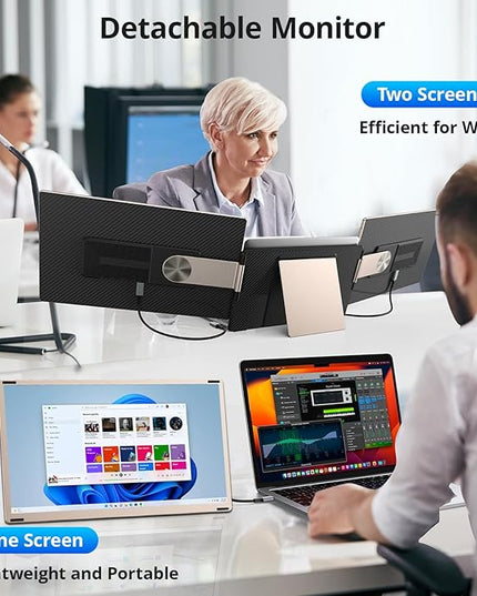 Enzion Laptop Screen Extender,Upgraded 15.6" Portable Monitor,FHD 1080P Triple Laptop Screen Extender,Detachable Dual Monitor for 13”-17” Laptops,Plug & Play,Compatible with Mac/Wins/Chrome/Dex