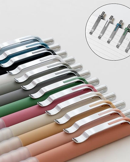 Linbsunne Ballpoint Pens Black Medium Point 1mm Pen with Super Soft Grip Ball Point Pen for Men Women Retractable Pens (silver-12 pcs)