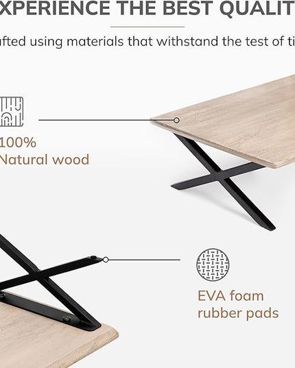 Anji Mountain Monitor Stand - Desktop Organizer & Laptop Riser, Ergonomic Monitor Riser, Space-Saving Monitor Stand for Desk, Durable Construction, Easy Assembly, Ideal for Home & Office,Biscotti