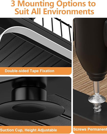Under Sink Organizer, High Adjustable 2 Tier Under Kitchen Sink Organizer, Multi-Purpose Storage Shelf for Kitchen Bathroom Cabinet, Black