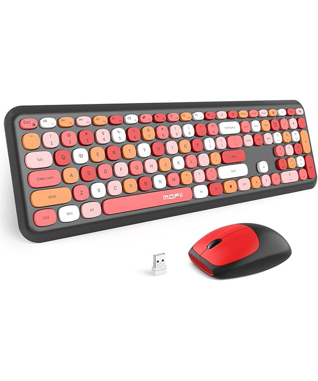 MOFII Wireless Keyboard and Mouse Combo Silent, Slim Compact 2.4G USB Full Size, Cute Keyboard 110 Keys for PC, Notebook, MacBook, Tablet, Laptop, Windows System