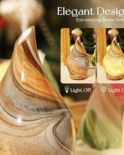 Porseme 150ml Glass Essential Oil Diffuser Aromatherapy Ultrasonic Cool Mist Humidifier 6 Running Hours Waterless Auto-Off Air Diffusers for Sleeping,Yoga,Office Working Spa and Rest (Deep Desert)