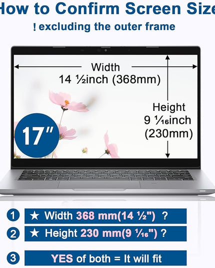 IPROKKO Laptop Privacy Screen 17 Inch for HP Dell Acer Asus Lenovo Thinkpad Envy XPS, 16:10 Aspect Removable 17in Anti Blue Light Glare Privacy Filter Shield, Anti Spy Computer Monitor Security Protector
