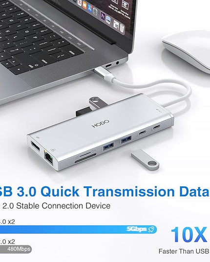 USB C Docking Station Dual Monitor HDMI for HP, Laptop Docking Station 3 Monitors Triple Display USB C Hub Adapter to 2 HDMI 4K,DP,Ethernet,6 USB,PD,SD/TF, Audio, USB C Dock 14 in 1 for Surface