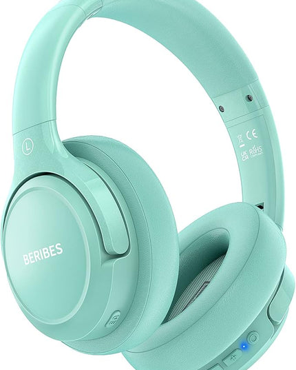 BERIBES Bluetooth Headphones Over Ear, 65H Playtime and 6 EQ Music Modes Wireless Headphones with Microphone, HiFi Stereo Foldable Lightweight Headsets, Deep Bass for Home Office Cellphone PC Ect.