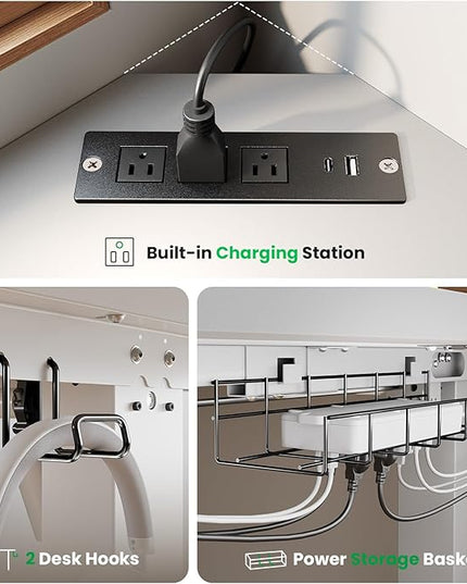 SIAGO L-Shaped Standing Desk - 63 x 55 Inch Adjustable Corner Standing Desk with Charging Station - L Shape Sit Stand Table with Memory Controller, Splice Board for Home Office