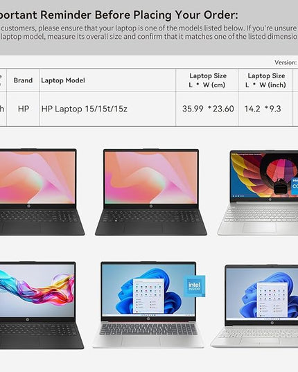 Smatree 15.6 inch Laptop Sleeve for HP Laptop-15t/15z/15, for Pavilion Laptop 15t/15z/15, for HP Chromebook 15at/15a, HP-255 G9 Notebook PC, Computer Case with Accessory Pocket, YKK Zipper (E602)