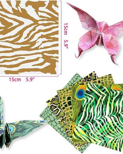 Square Origami Paper 6x6 Double Sided 50 Sheets 50 Colors 70GSM Origami Kit Japanese Chiyo Easy Fold Arts Crafts DIY Handwork Animal Fur