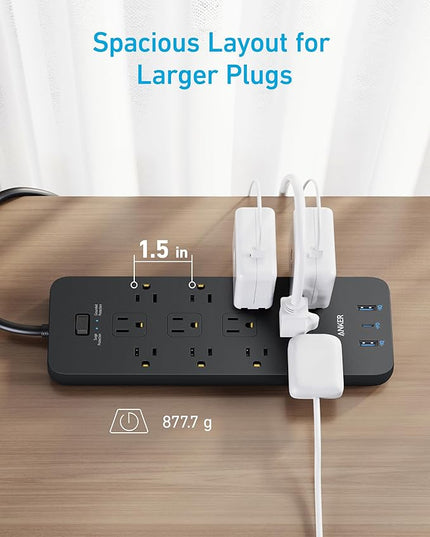 Anker Power Strip with 2100J Surge Protector, Outlet Extender, 10ft Extension Cord with Multiple Outlets, 12 AC, 2 USB A,1 USB C Port for 20W, Home Office, Dorm Room Essentials, TUV Listed