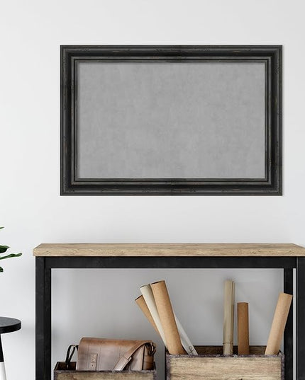 Amanti Art Black Framed Magnetic Board 25x37 Large Vision Board for use with Magnets, 100% Metal Sheet to Display Items as Office Decor or for Home Organization in mudroom, Kitchen or Kids Room