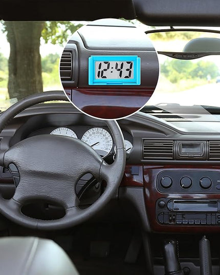 Frienda 6 Pieces Mini Digital Clock Small Digital Clock Stick on Battery Operated Self Adhesive Bracket for Car Dashboard Fridge (Blue,Black,White)