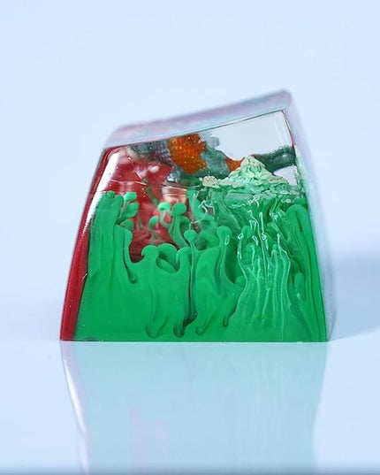 Kohaku Koi Artisan Keycap Turquoise and Purple Coral R1 SA Profile Custom Keycaps 1U ESC Handmade Gaming Resin Key Cap Cherry MX Switch Compatible Mechanical Keyboard Koi Lover Gift