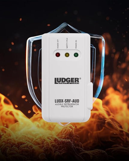 Ludger Power Surge Protector for Appliances (LUDX-SRF-AUD), ETL Certified, Appliance Surge Protector Refrigerator 90 Degrees, Connects to All Types of AC, Unique Side Socket, Audible Alarm