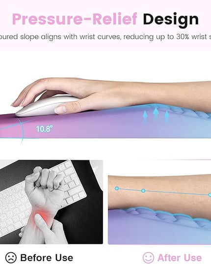 Ospelelf Mouse Pad with Wrist Rest Ergonomic Comfortable Pain Relief Mousepad Wrist Support for Computer Purple