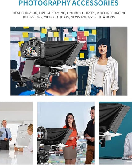 GVM Teleprompters for ipad Smartphone Tablet DSLR Camera Portable 10.5" Teleprompter Kit with Remote Control & App,Solid Aluminum Constructions,Colorless Spectroscope,Ultra HD Wide-Angle Lens