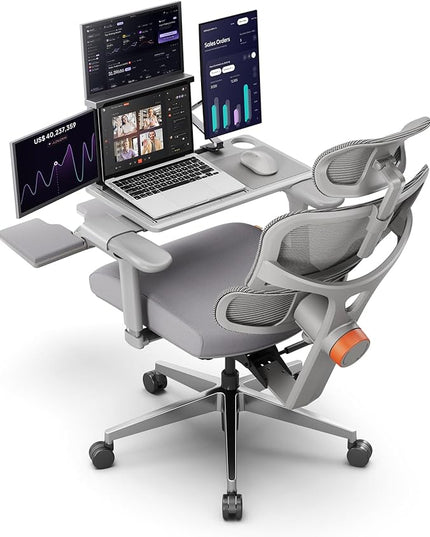 Newtral Ergonomic Mesh Office Chair with Footrest,Laptop Desk, Adaptive Lumbar Support, High Back Desk Computer Chair with Soft 4D Armrest,Adjustable Headrest,136°Tilt Function for Home & Office