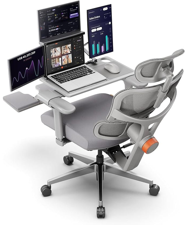Newtral Ergonomic Mesh Office Chair with Footrest,Laptop Desk, Adaptive Lumbar Support, High Back Desk Computer Chair with Soft 4D Armrest,Adjustable Headrest,136°Tilt Function for Home & Office