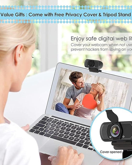 USB C Webcam for Switch 2 / PC: 1080P HD Web Cam with Mic,Computer Camera with Privacy Cover & Tripod Stand for MAC Desktop Laptop, Wide Angle Webcam Pro Streaming Web Camera for Skype/Teams/Webex