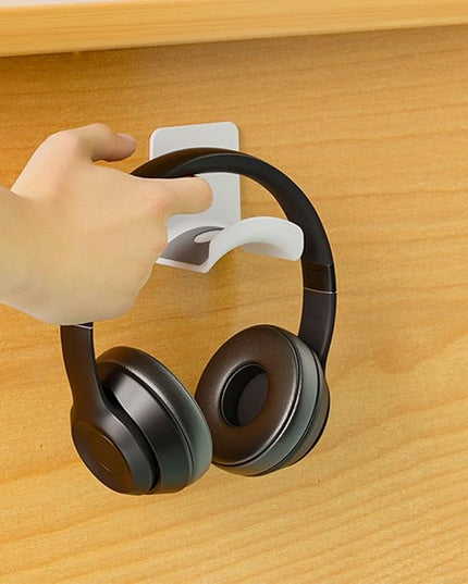 Nalegtocw Headphone Stand,Sticky Headset Hanger Adhesive Headphone Holder Hook Mount,4 Pcs Headset Stand Holder Clip Under Desk,White
