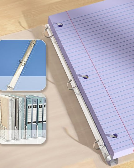 Purple Loose Leaf Paper 100 Sheets Colored Filler Paper 8 * 10.5 College Ruled Paper 3-Hole Punched Paper for 3-Ring Binders Notebook Lined 8" x 10.5"