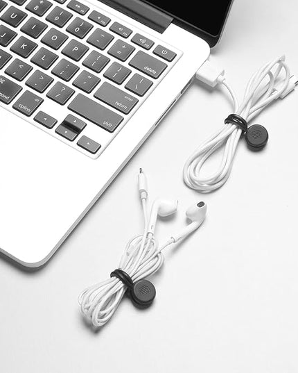 EUREKA ERGONOMIC Magnetic Cable Ties Reusable, 10 Pack Rubber Twist Ties with Strong Magnet for Bundling and Organizing Wire/Cord, Cable Management Clips under Desk Used in Many Ways, Black
