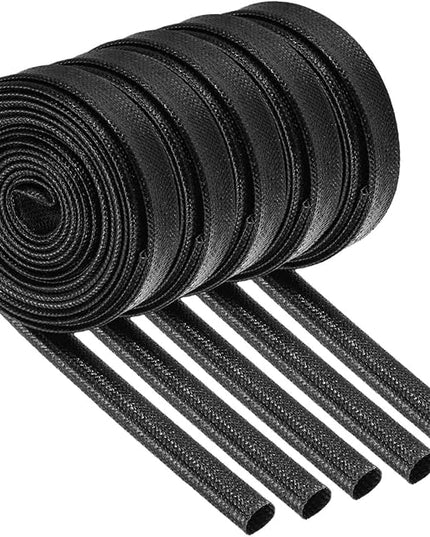 MECCANIXITY 5Pcs Wire Insulation Braid Fire Sleeve,9.8Ft-7mm ID Black, High Temp Silicone Coated Fiberglass Sleeving for Automotive Hose Lines Electrical Wiring
