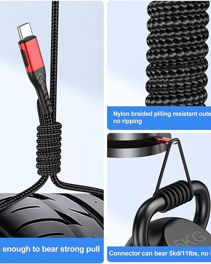 Durcord USB C Charger Cable, Upgarded 2Pack 1ft Fast Charging 1 Feet USB Type C Charging Cord Cable, 1 Foot Type C Charger Premium Nylon Braided USB Cable Compatible with iPhone 15/Pro/Plust/Max-Red